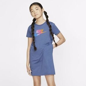 Nike Girls Blue Graphic Sporty Short Sleeve Pullover T-Shirt Dress Size XL